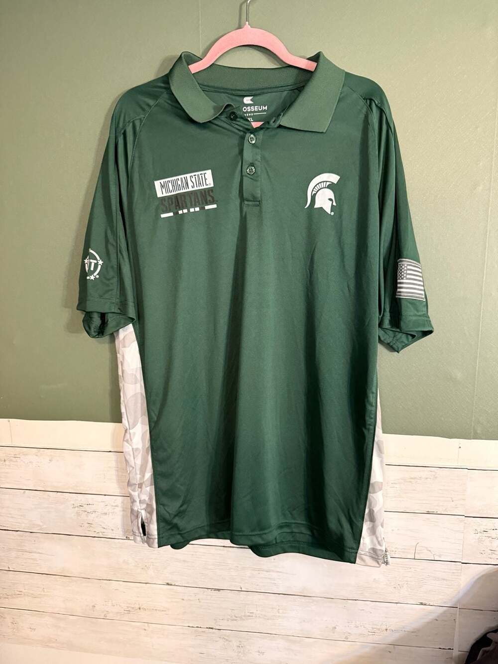 Colosseum OHT Michigan State Spartans 2XL Military Appreciation Camo Polo Shirt